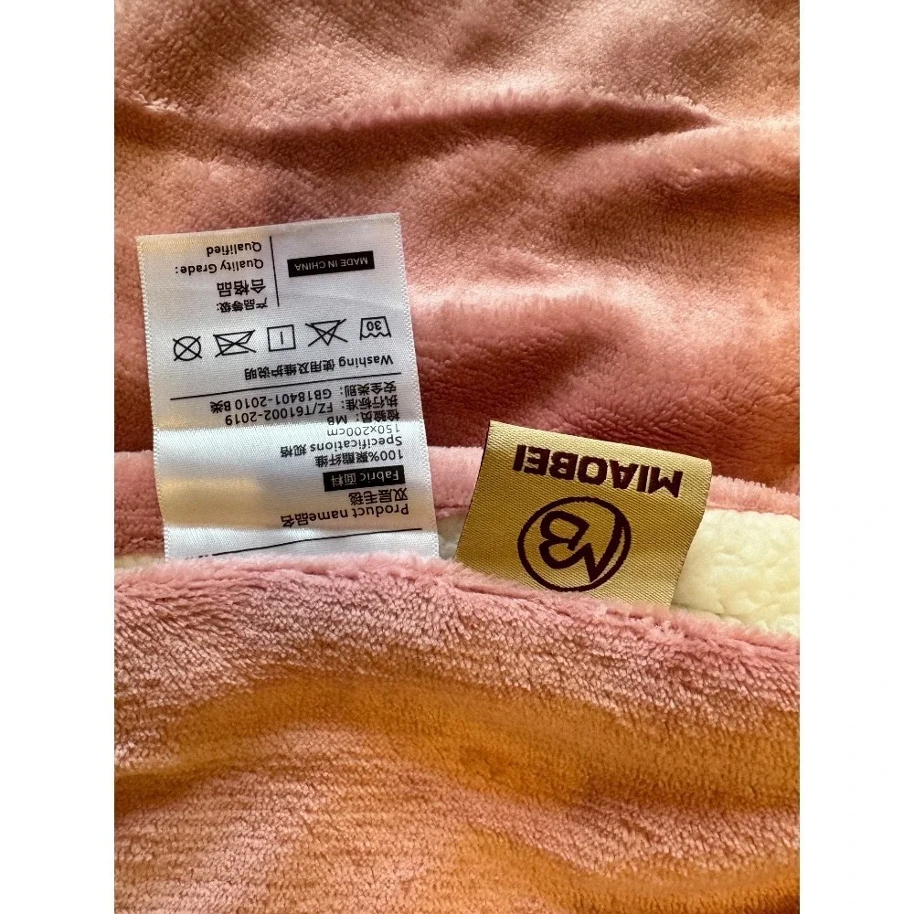 MIAOBEI‎ Plush Throw Blanket Sherpa Fleece Reversible Cozy Soft Pink 59